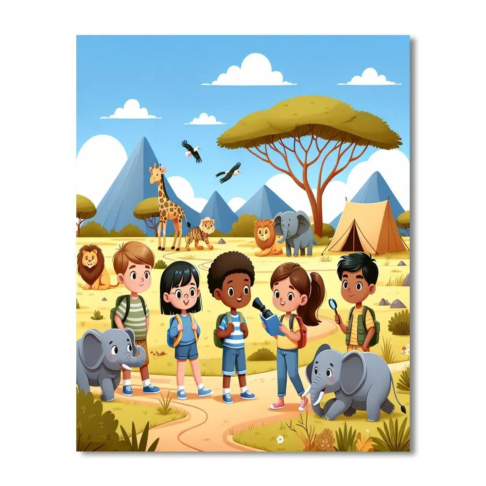 Safari Exploration Camp Number Painting