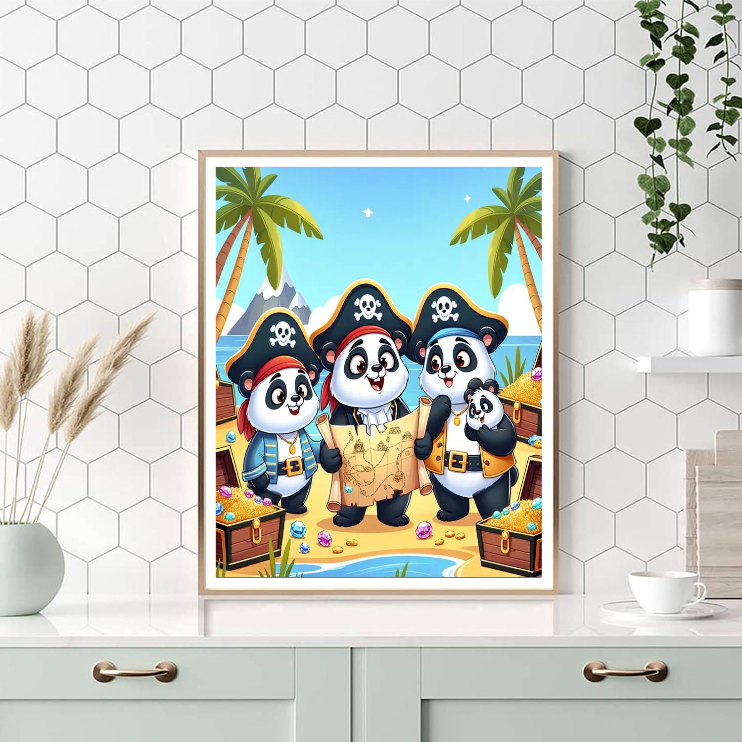 Pirate Panda Treasure Hunt Numbered Painting Kits