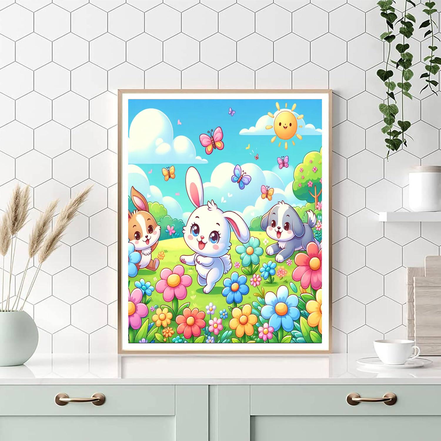 Cuddly Critters In The Meadow Painting Number Kit