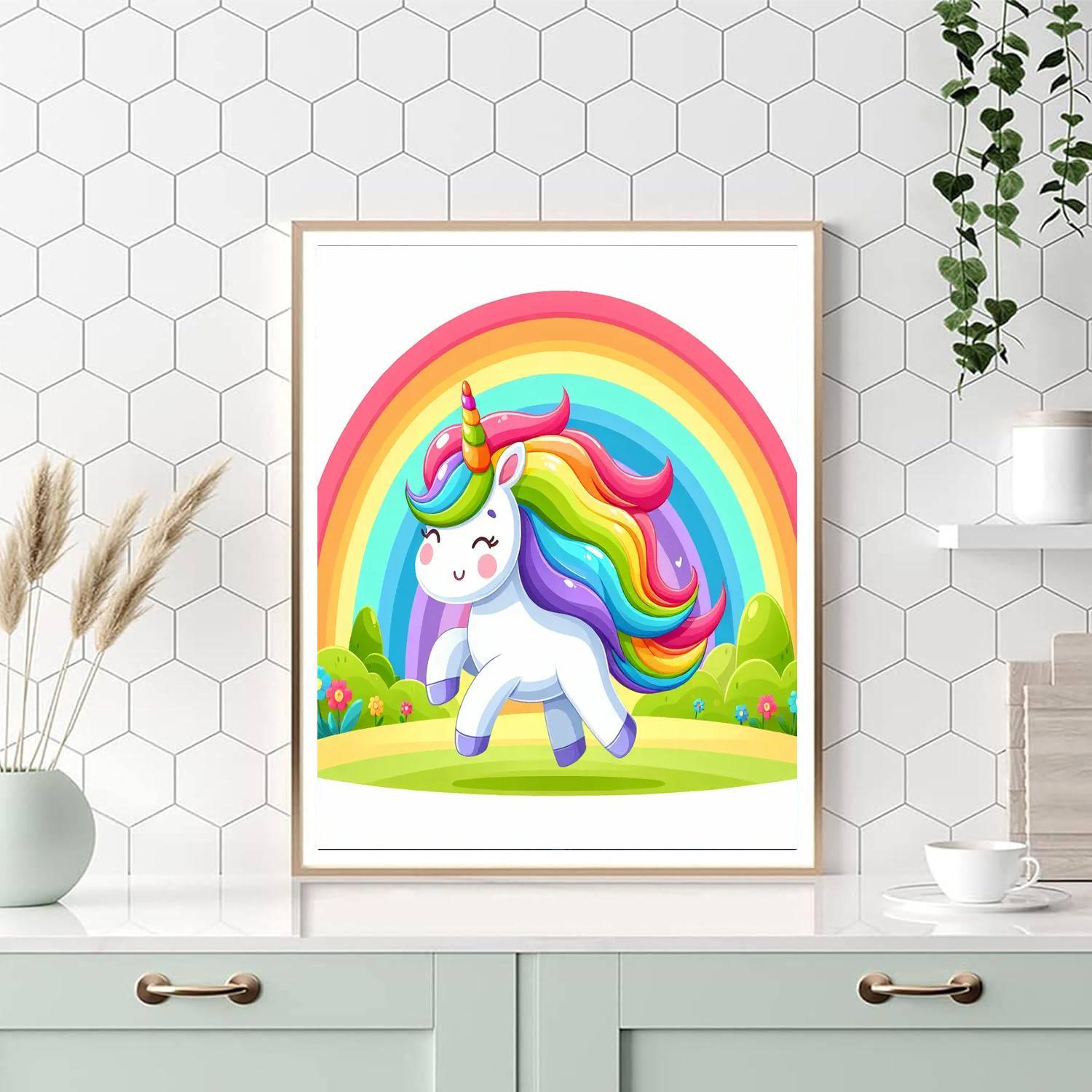 Unicorn's Rainbow Adventure Paint By Numbers Art