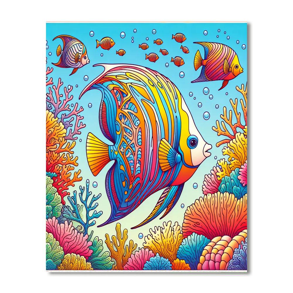 Artful Angelfish Ballet Number Painting