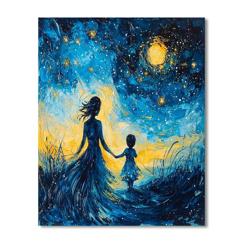 Mother And Child Under The Stars Paint By Color