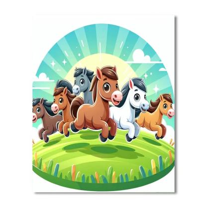 Galloping Horses Painting Number Kit