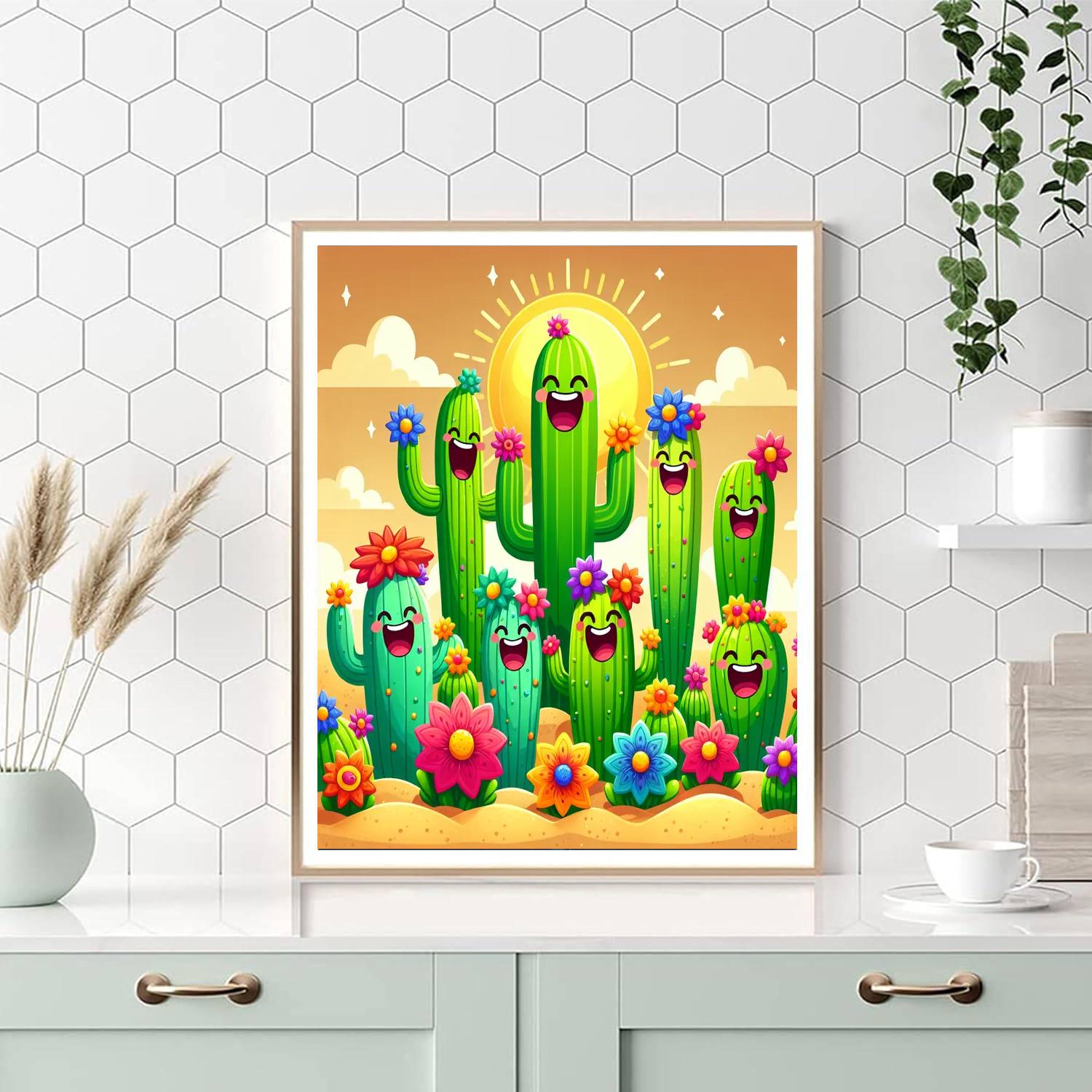 Cheery Cacti Painting Number Kit