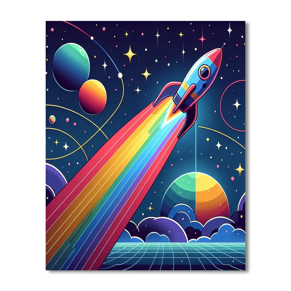 Rainbow Rocket Journey Painting By Numbers Kit