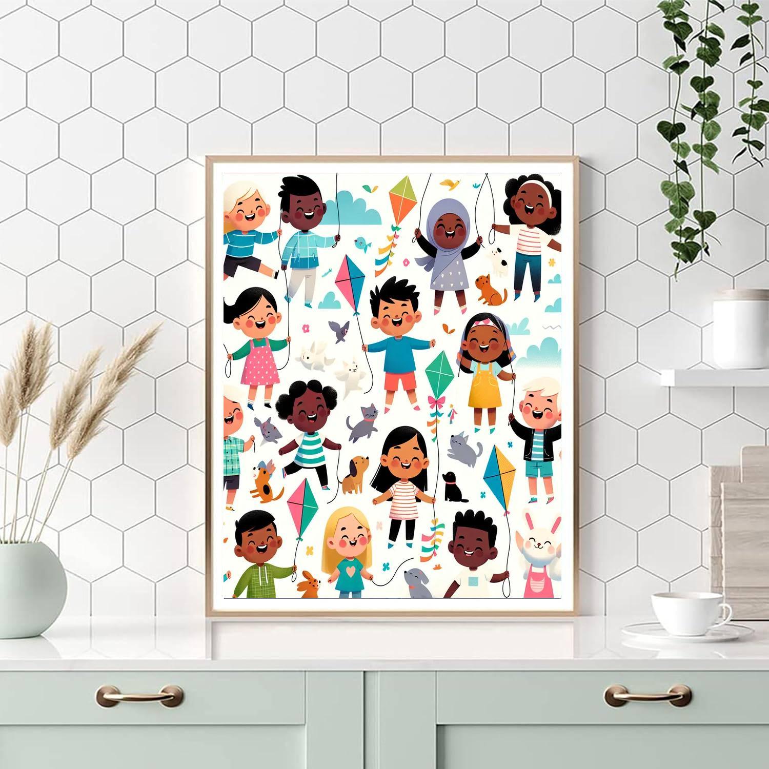 Colorful Kite Flying Day Paint By Numbers Art