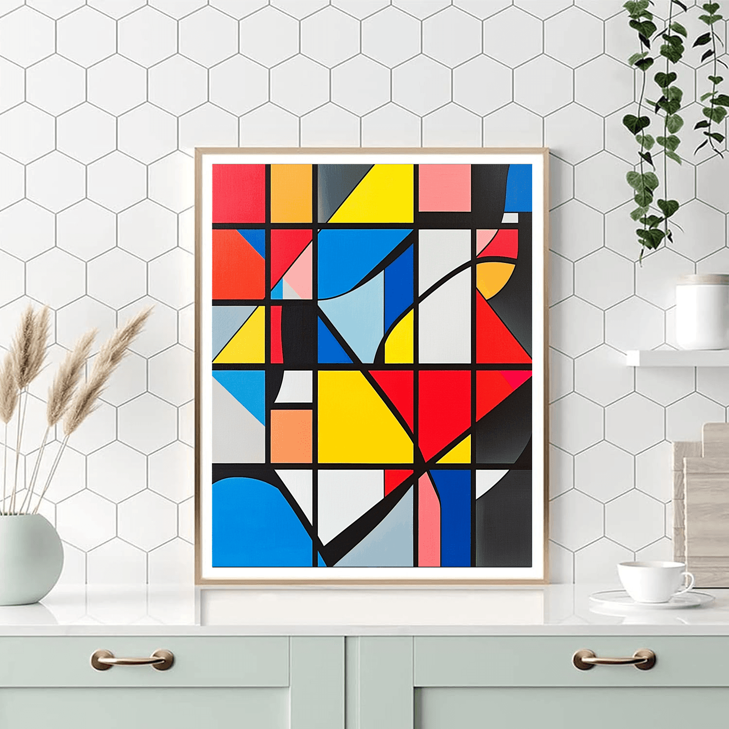Piet Mondrian Inspired Geometric Whirlwind  Paint By Color