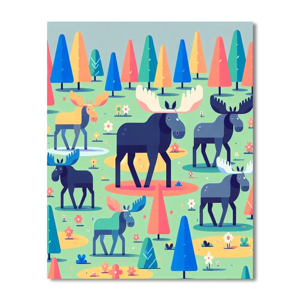 Majestic Moose Meadow Paint By Numbers