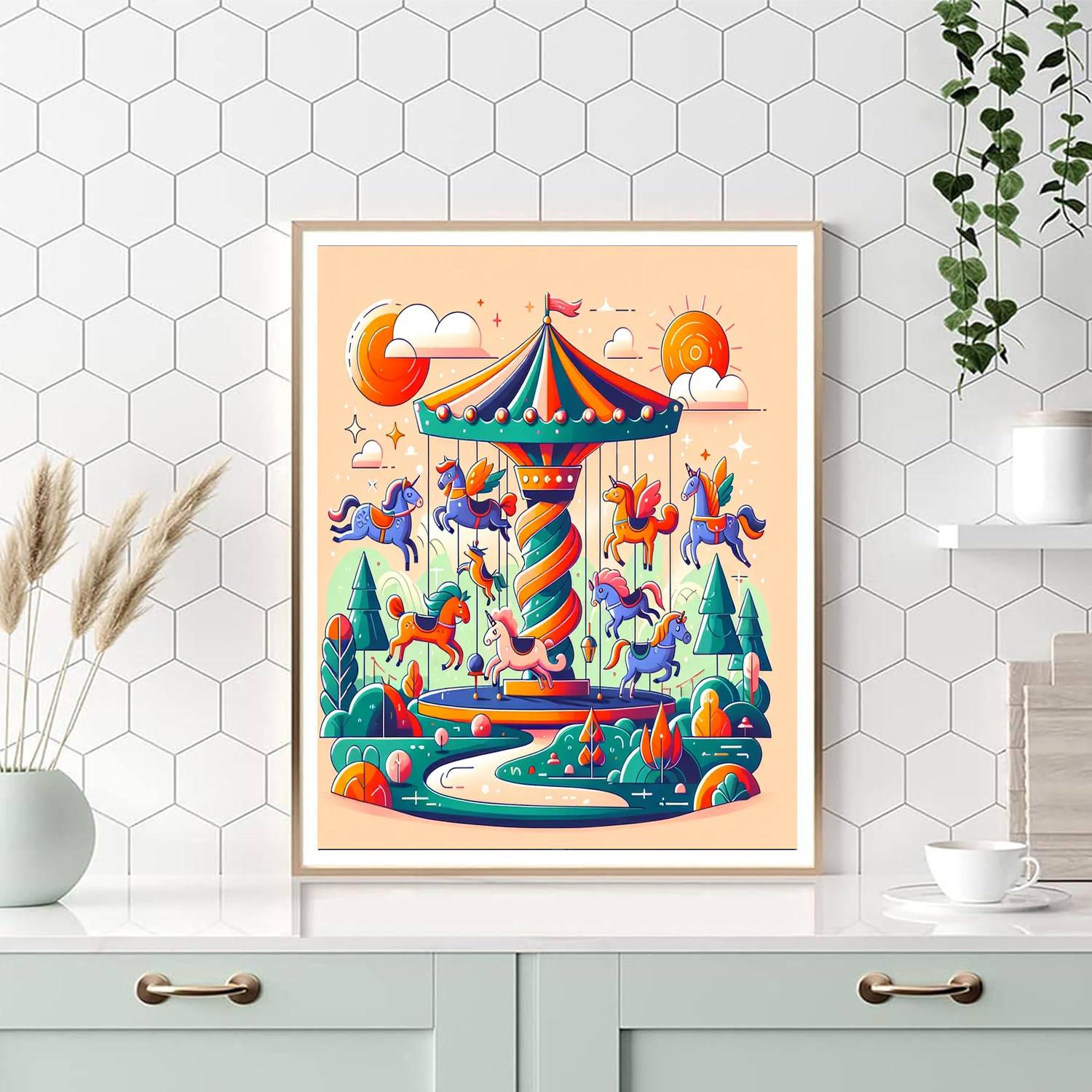 Fairytale Carousel Ride Painting Number Kit
