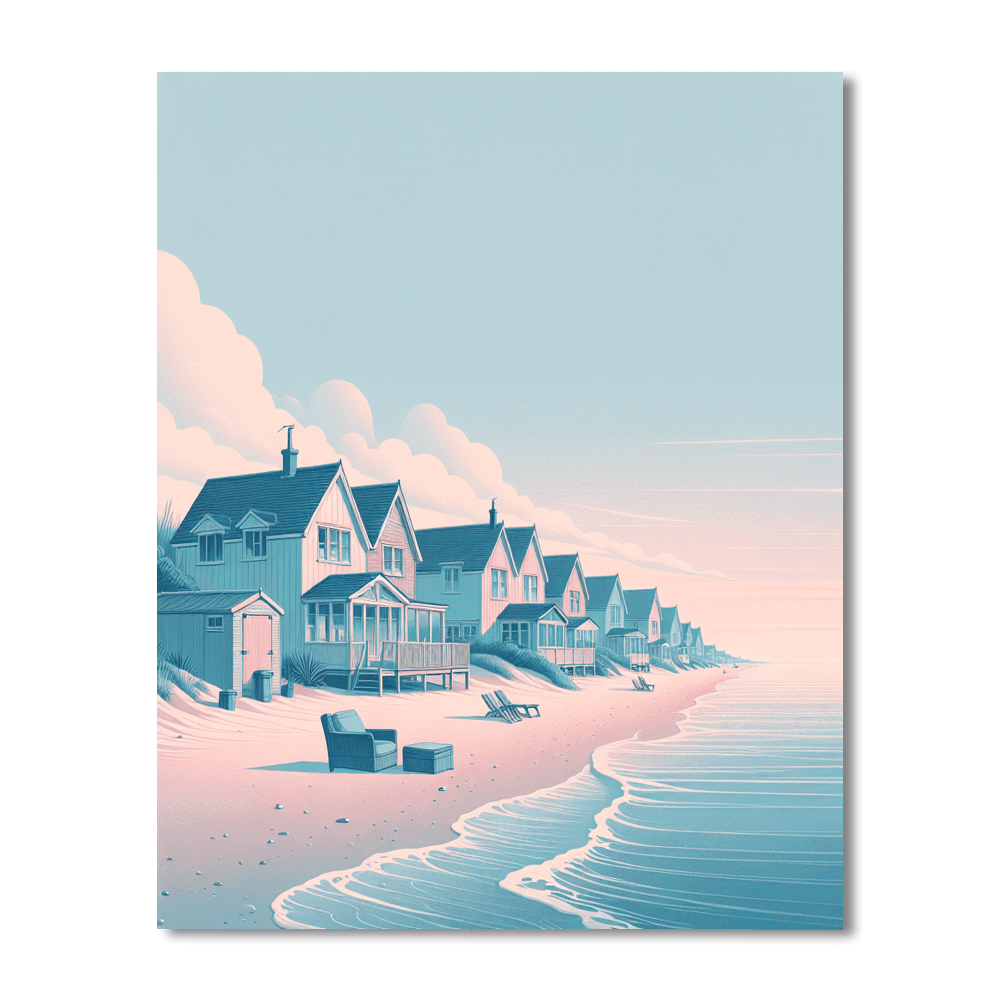 Charming Beachside Cottages Number Painting