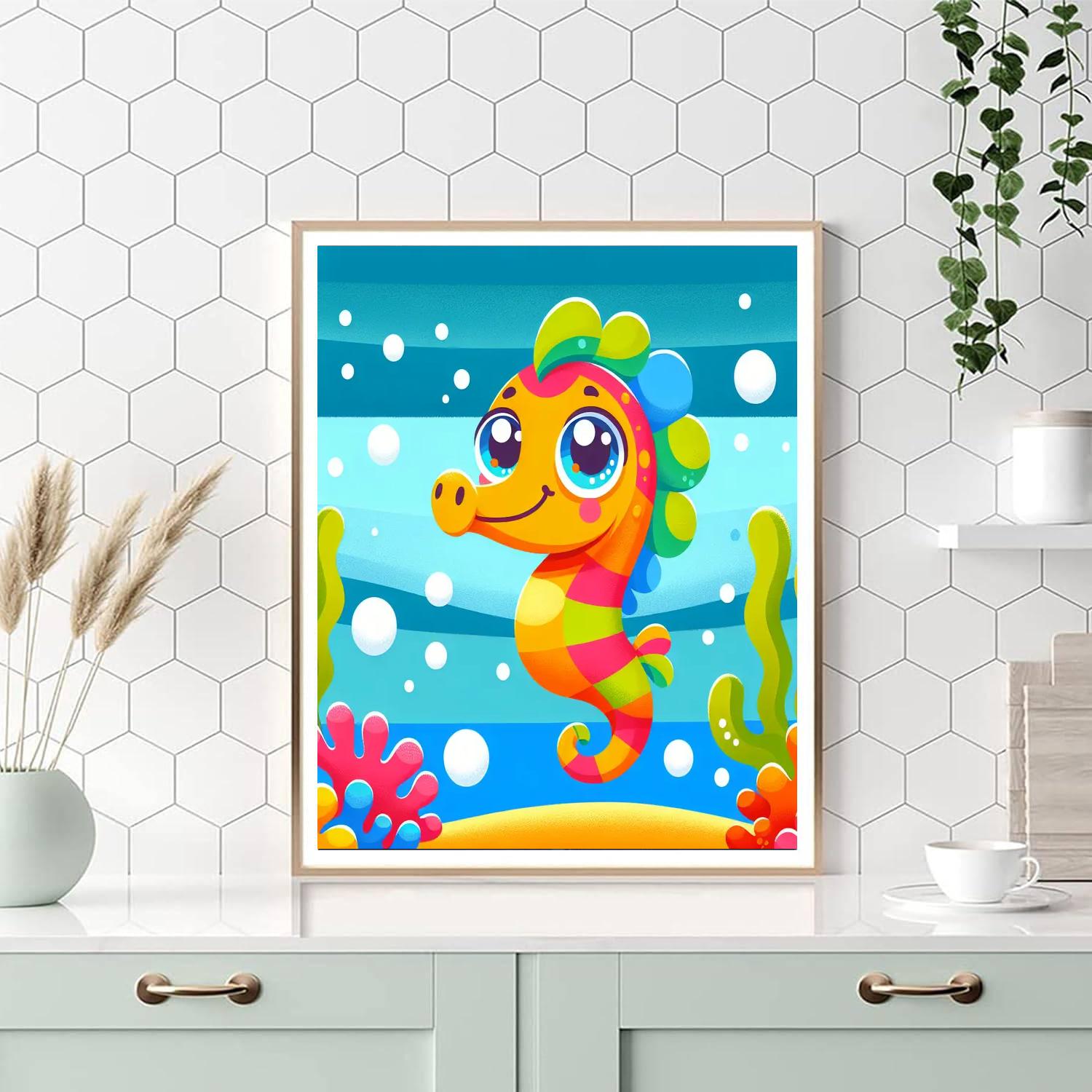 Bubbly Sea Horse Painting Number Kit