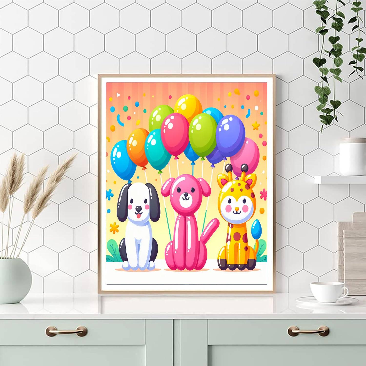 Bright Balloon Animals Paint By Numbers Art