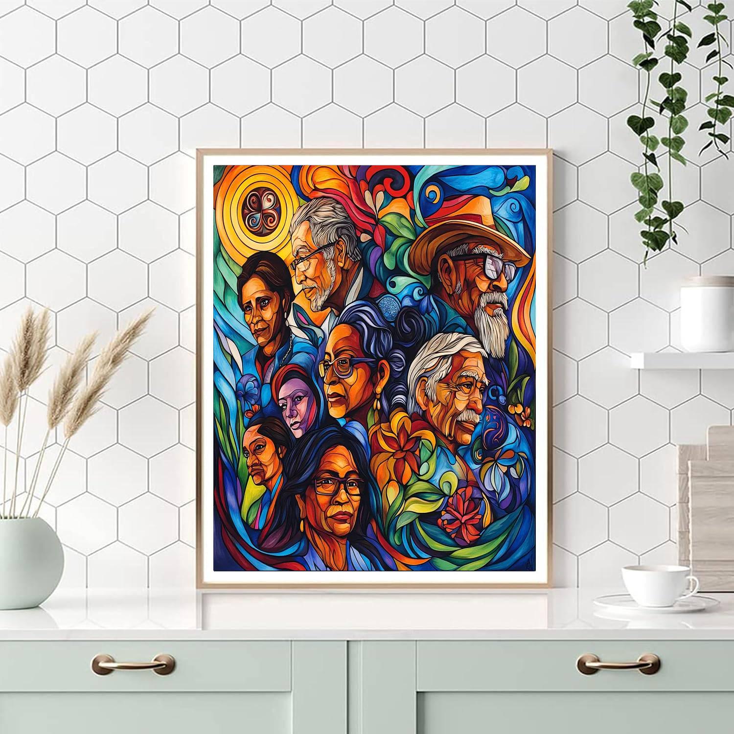 Diego Rivera Inspired Cultural Mosaic Harmony  Painting Number Kit