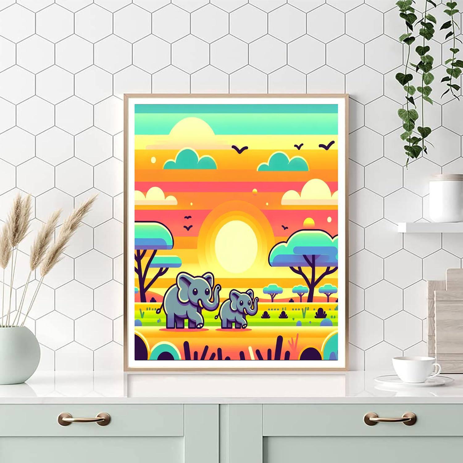 Cheerful Elephant Parade Paint By Number