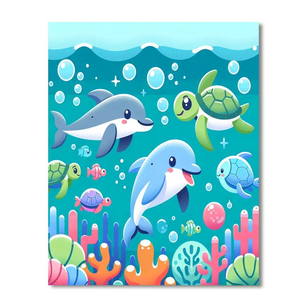 Happy Sea Creatures Paint By Color
