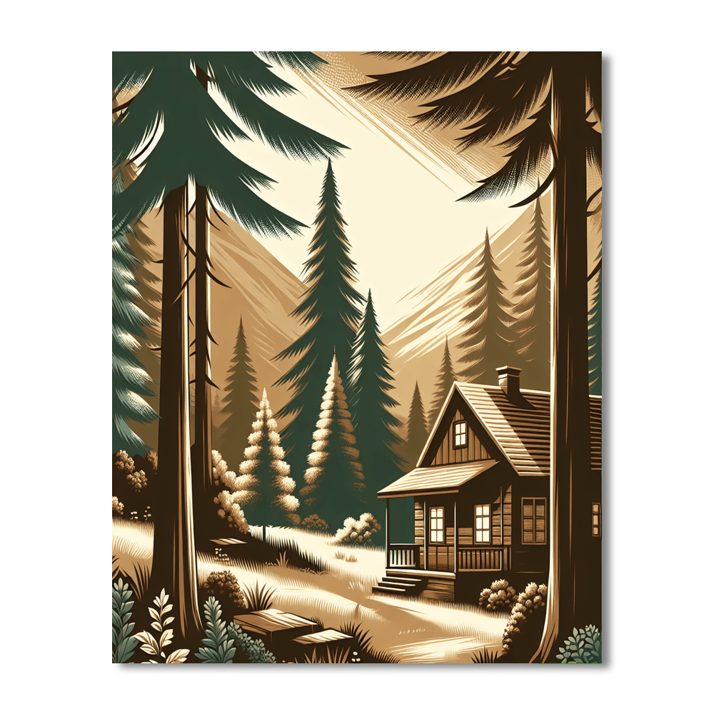 Charming Forest Cabin Paint By Numbers Art