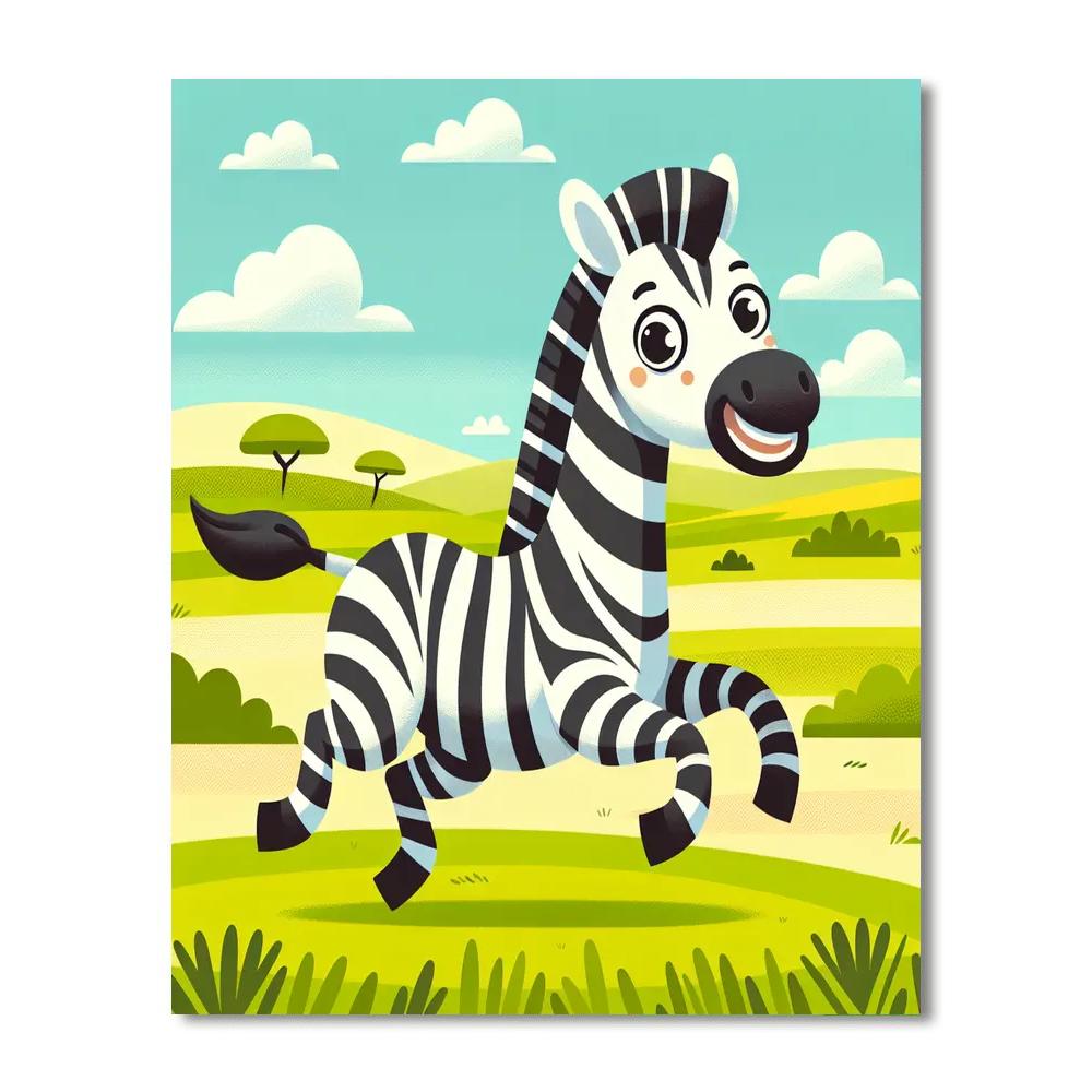 Safari Zebra Chase Paint By Numbers Art