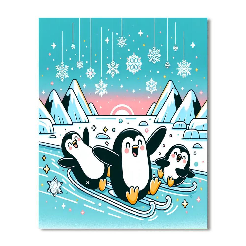 Cheerful Penguin Parade Paint By Numbers Kits