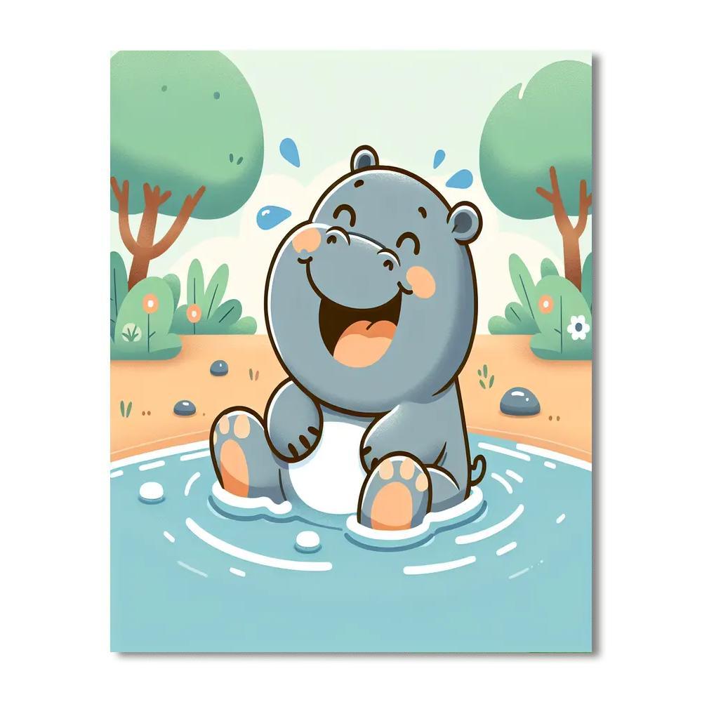Funny Hippo Paint By Numbers Kits