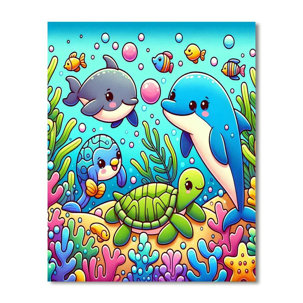 Cheerful Underwater Adventure Numbered Painting Kits