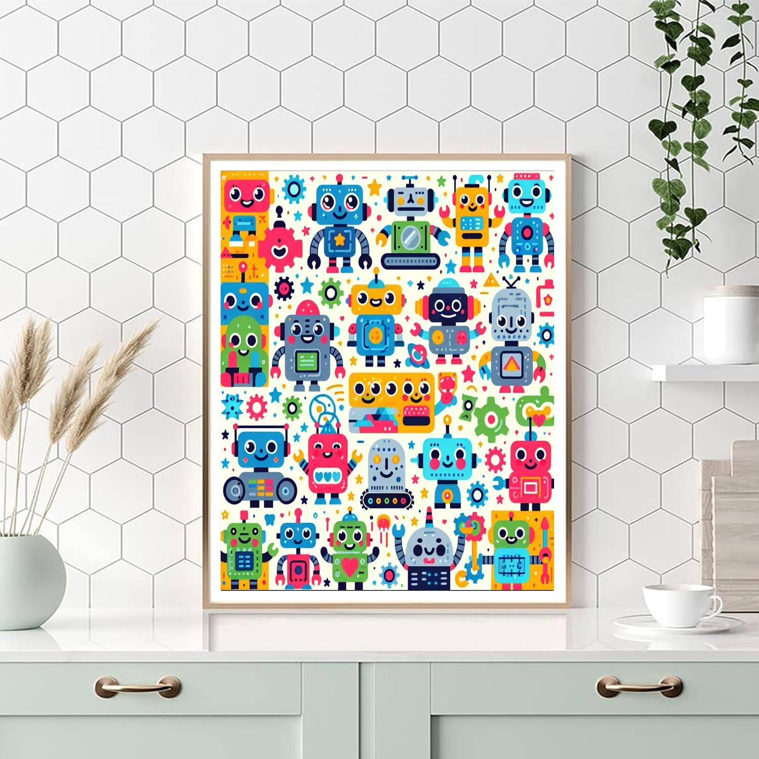 Cheerful Robot Playtime Number Painting
