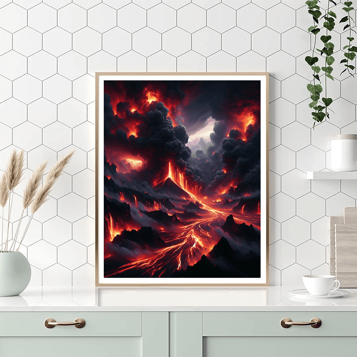 Dramatic Volcano Eruption Number Painting