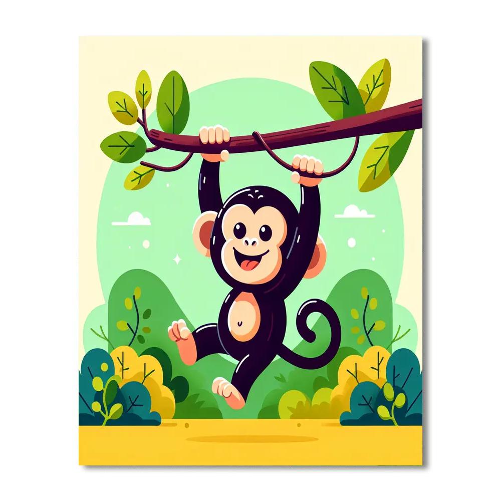 Cheery Chimpanzee In Jungle Painting Number Kit