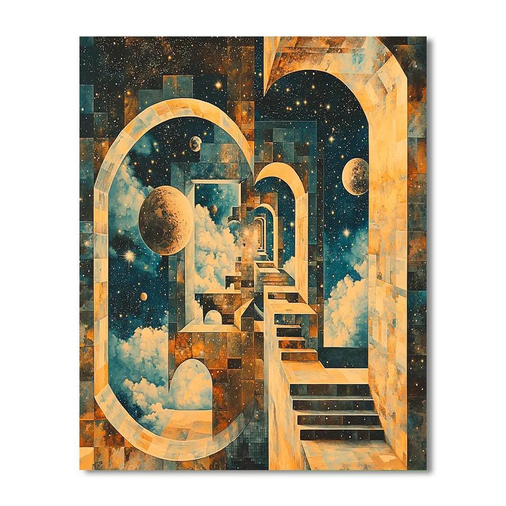 M.C. Escher Inspired Mystical Celestial Bodies  Paint By Numbers