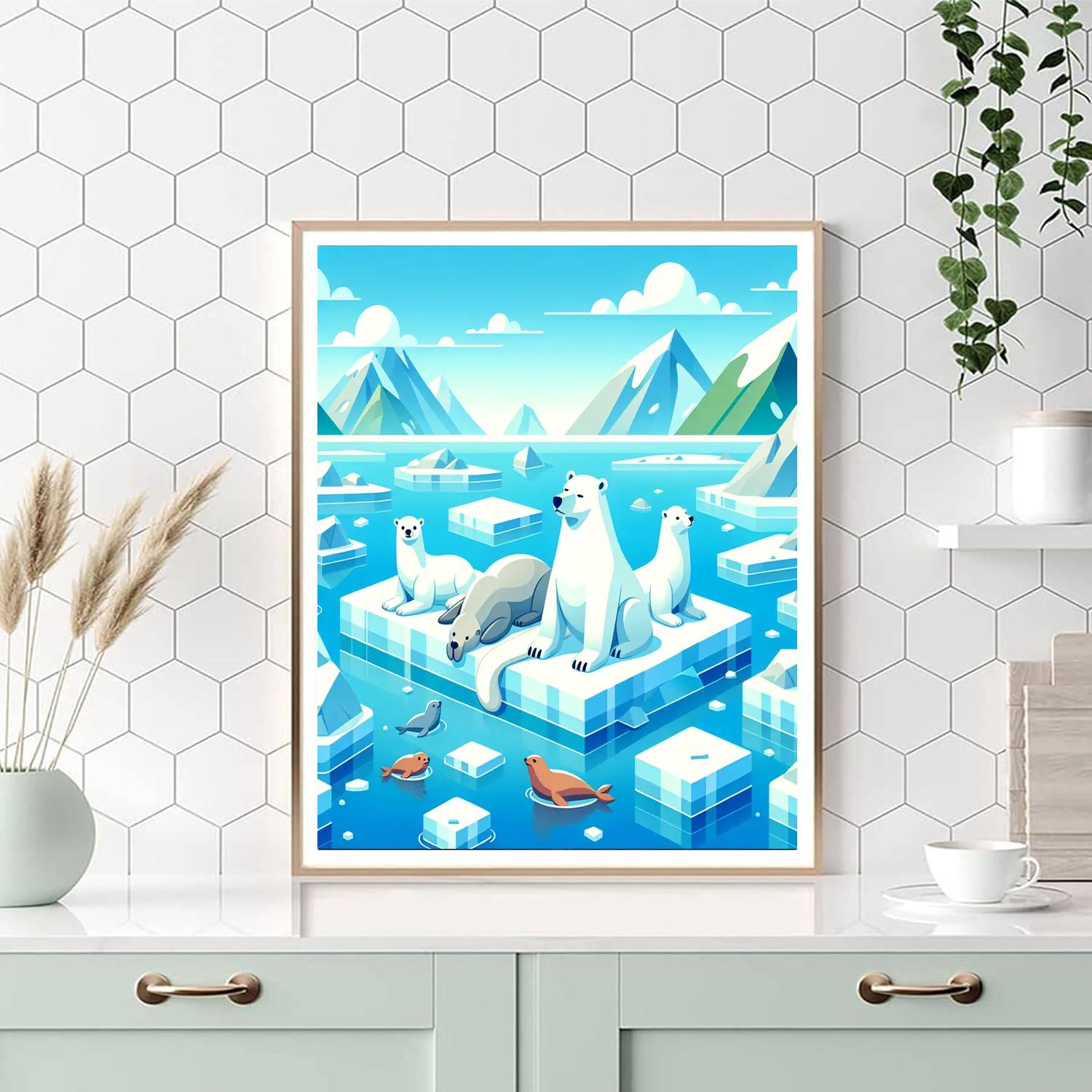 Arctic Wildlife Wonderland Number Painting