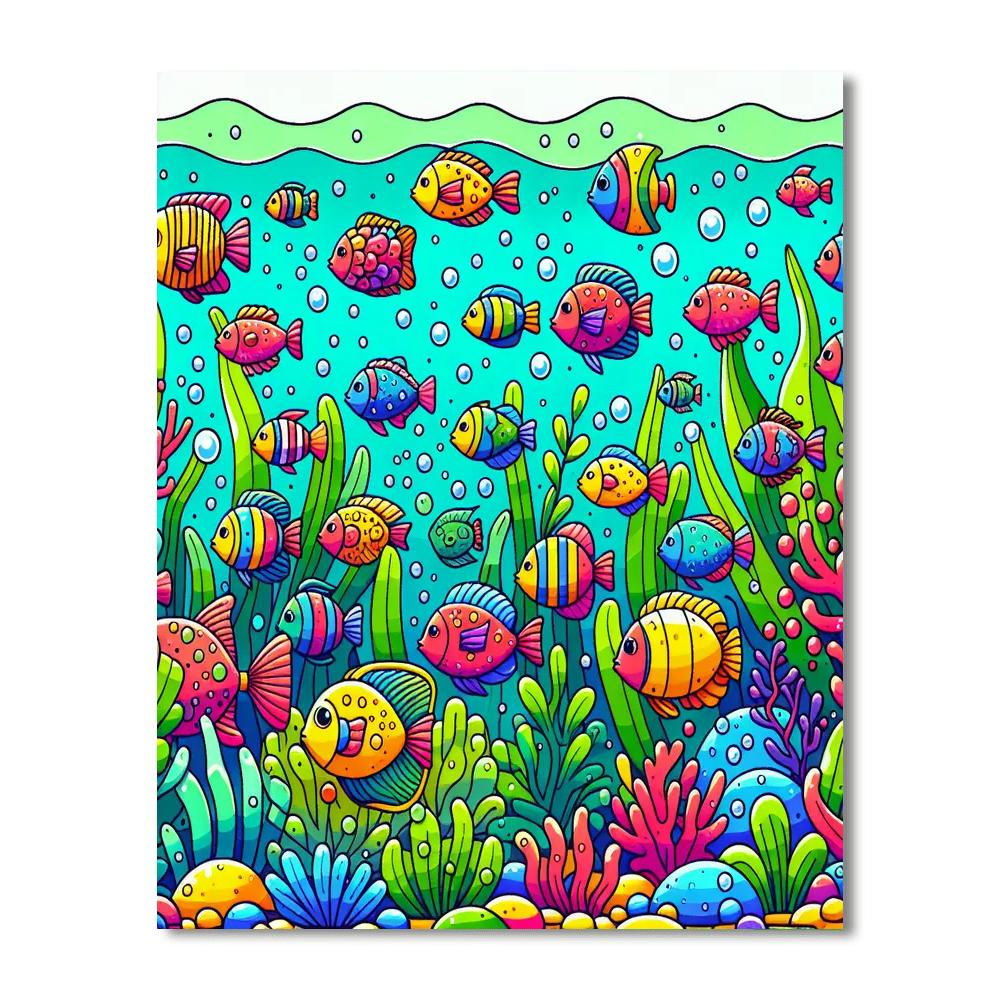 Bubbly Fish School Numbered Painting Kits