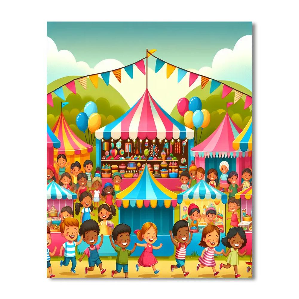 Vibrant Village Fair Painting By Numbers Kit