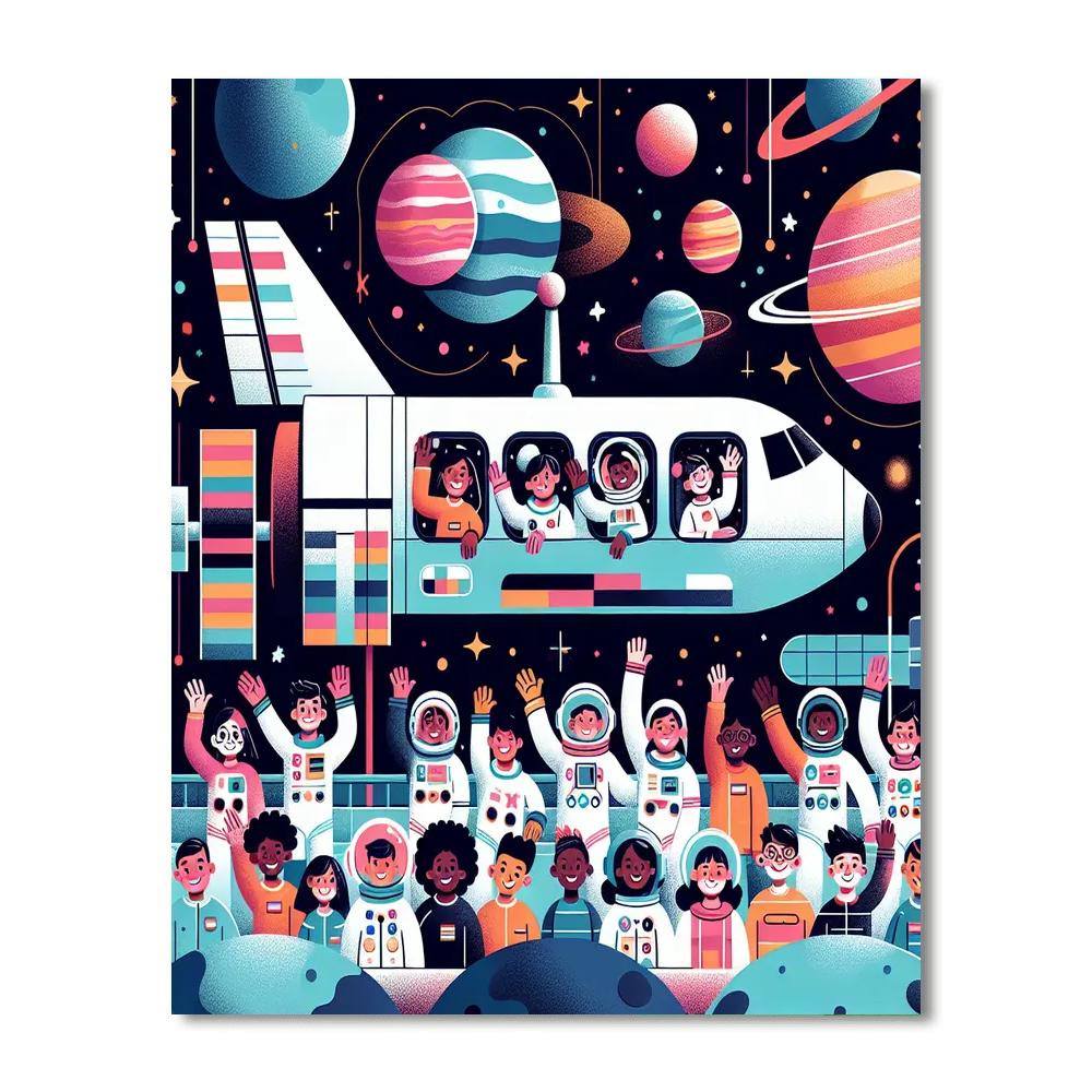 Outer Space Station Mission Painting Number Kit