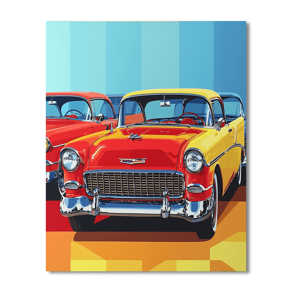 Warhol Inspired Vintage Cars  Number Painting