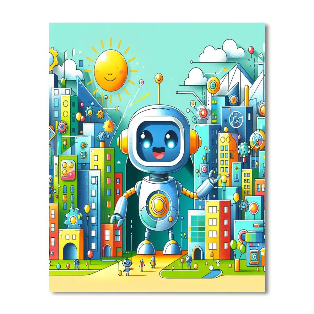 Cute Robot Adventure DIY Paint By Numbers