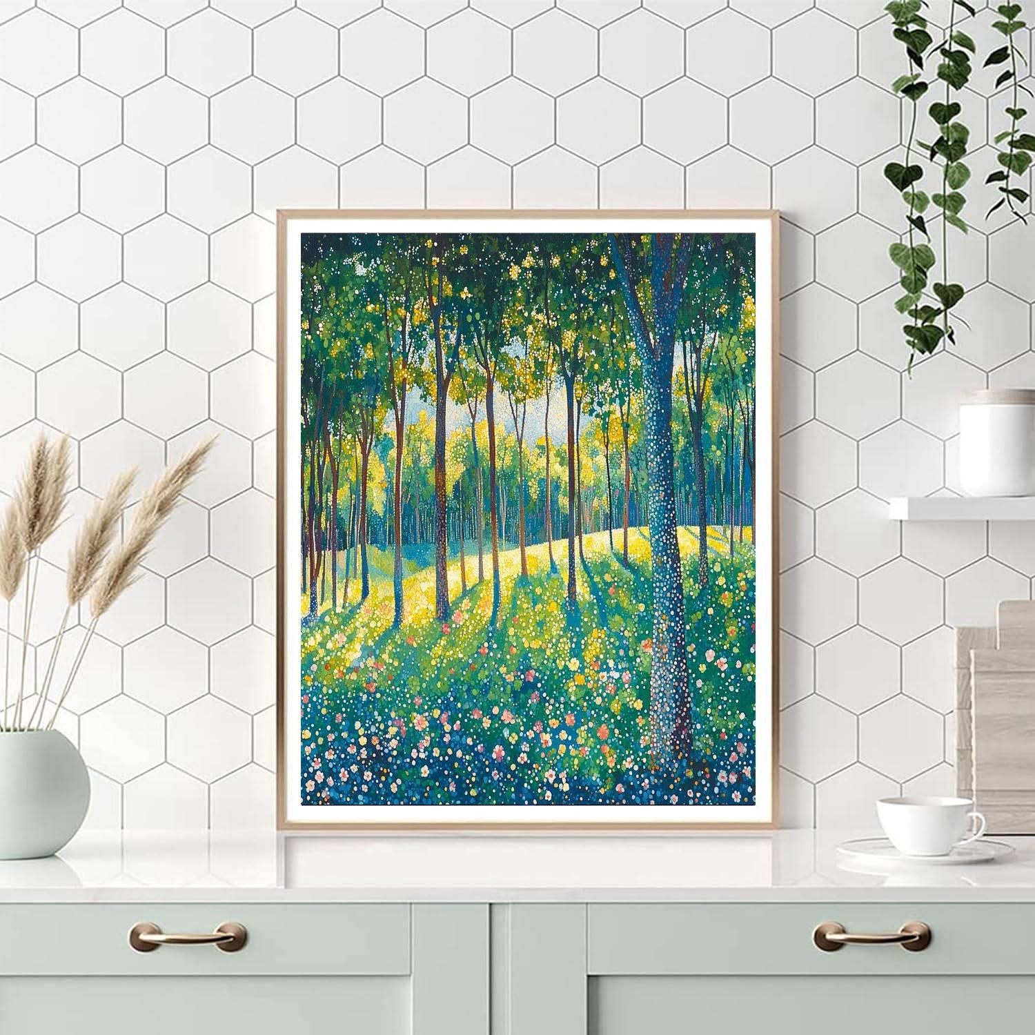 Georges Seurat Inspired Chromatic Forest Symphony  Paint By Numbers Kits