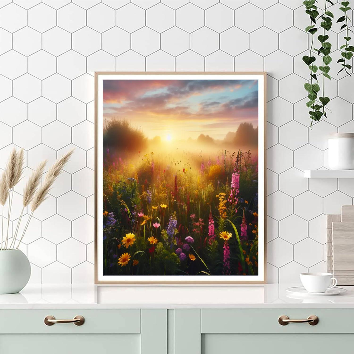 Blissful Meadow Dawn Painting By Numbers Kit