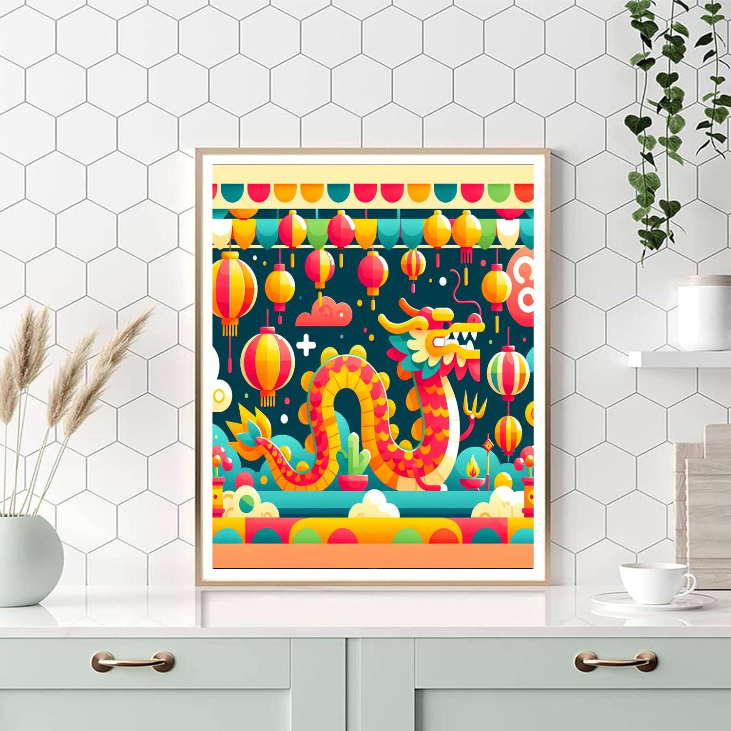 Mystic Chinese Dragon Dance Paint By Numbers Art