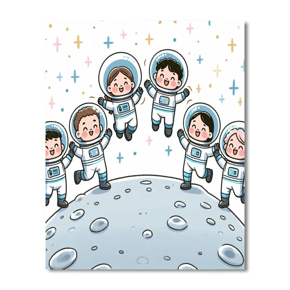 Astronauts' Moon Party DIY Paint By Numbers