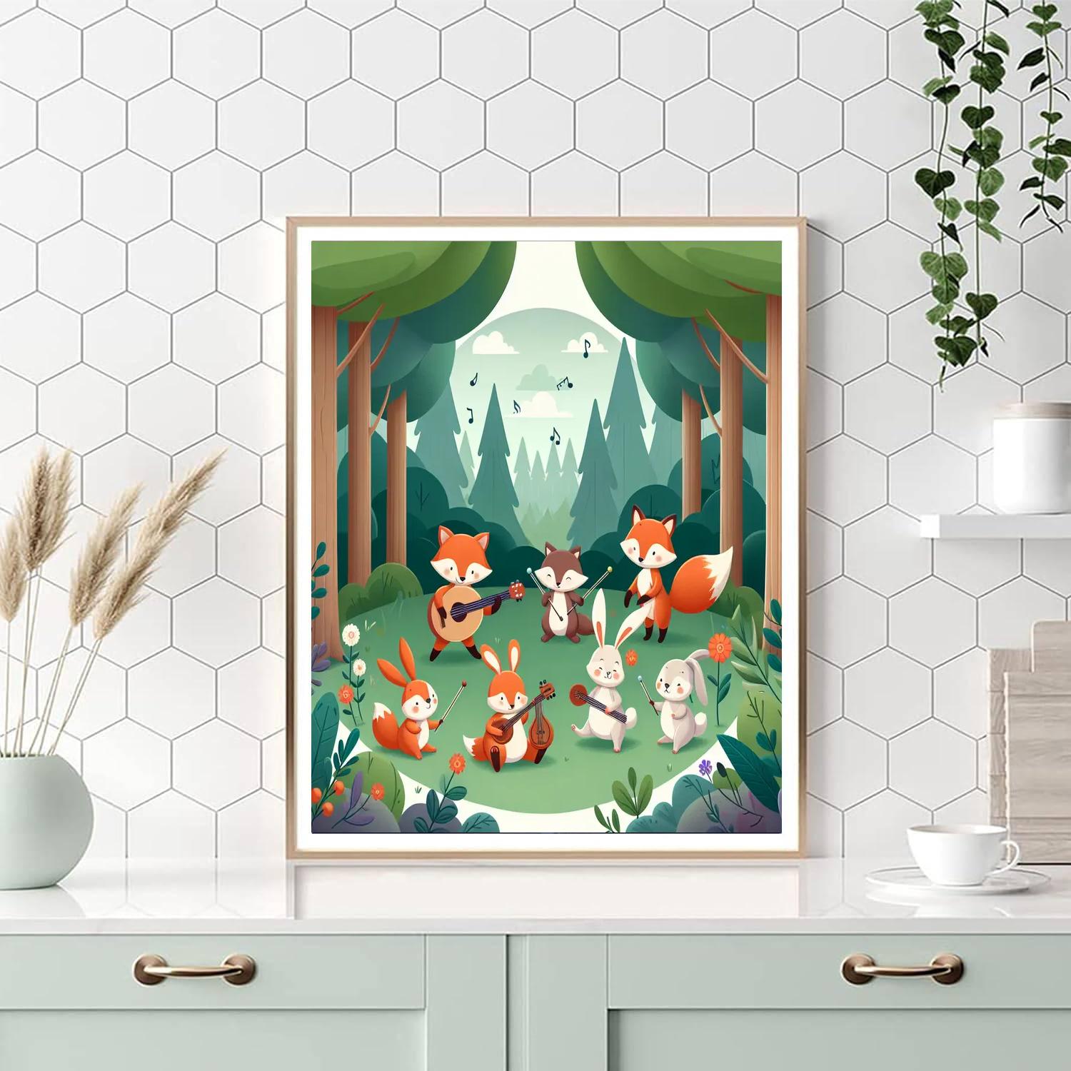 Friendly Woodland Orchestra Paint By Numbers Art