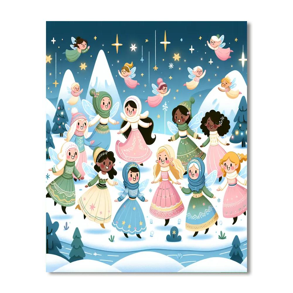 Magical Winter Fairies Painting Number Kit