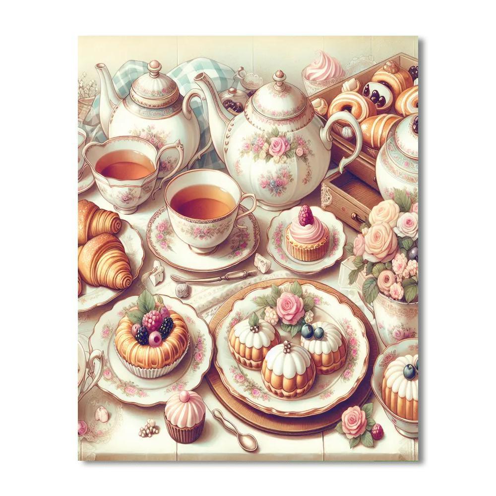 Vintage Tea Party Delight Numbered Painting Kits
