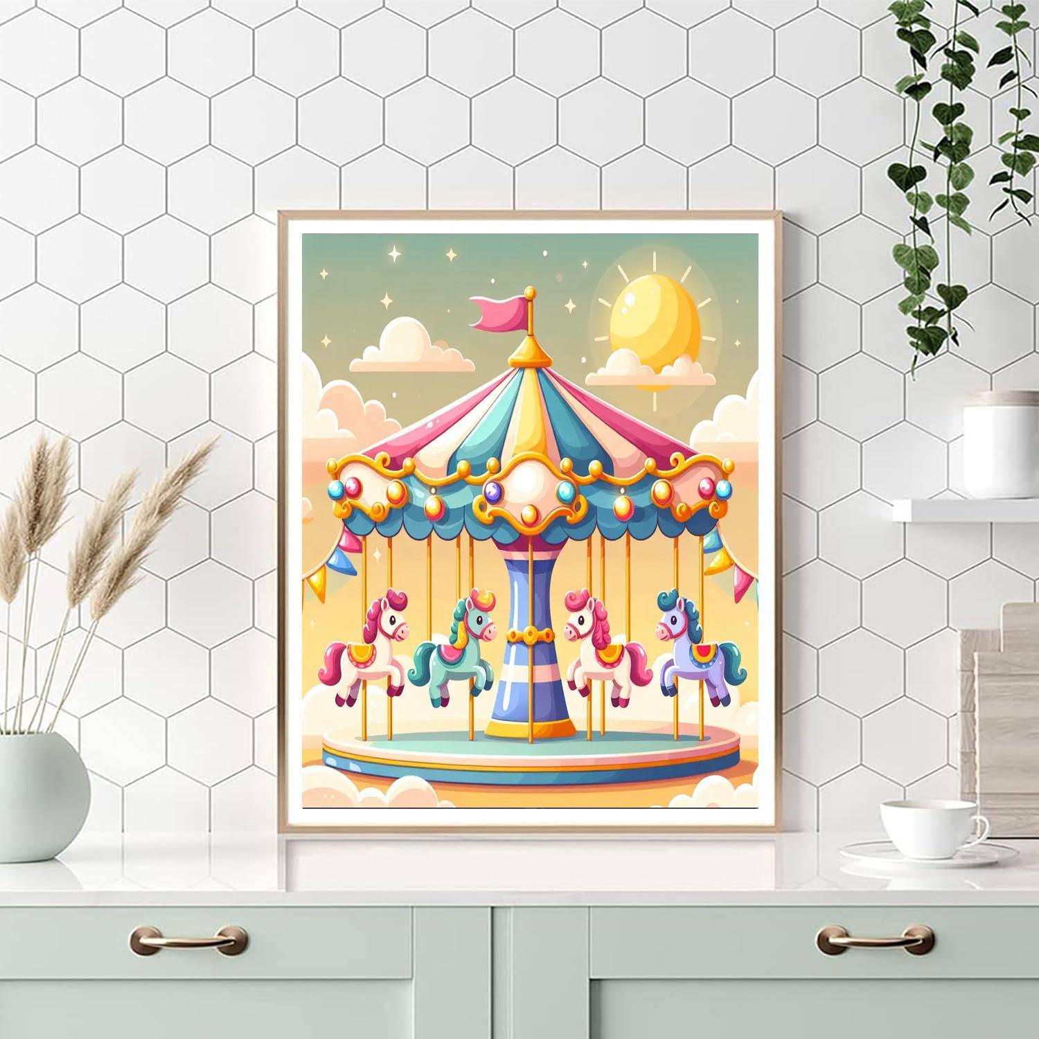 Lively Carousel Painting By Numbers Kit