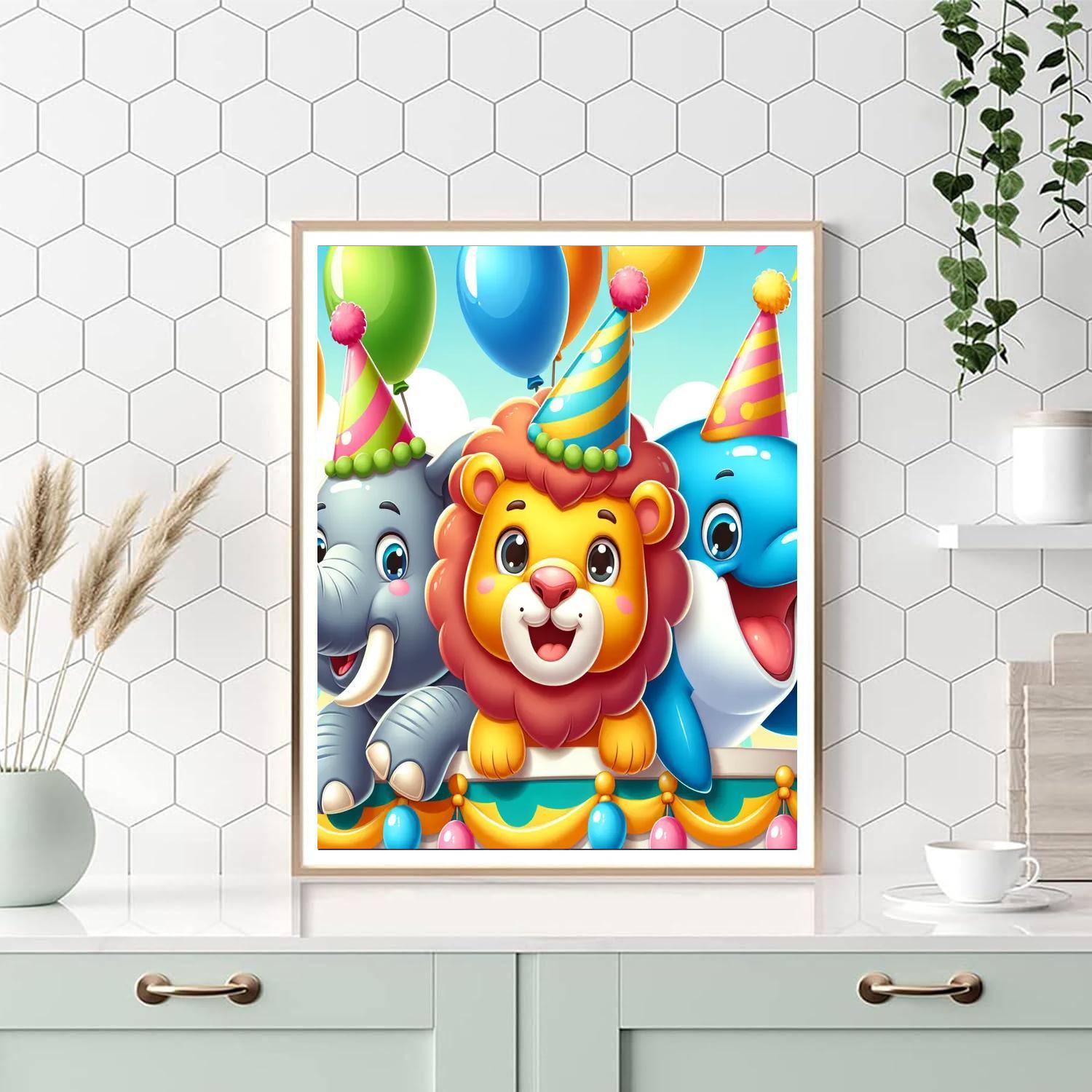 Animal Parade Party Painting Number Kit