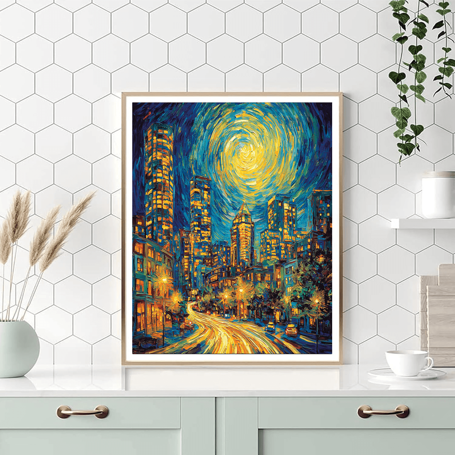 Vincent Van Gogh Inspired Glistening Night Skyline  Paint By Numbers Kits