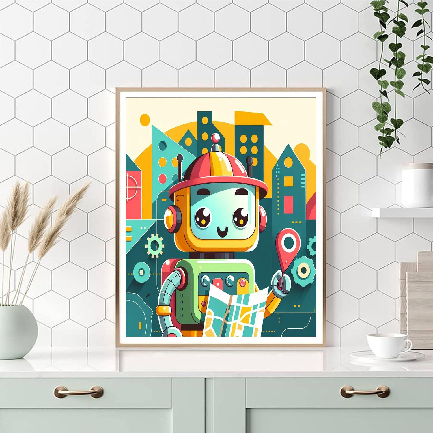 Curious Little Robot Explorer Painting By Numbers Kit