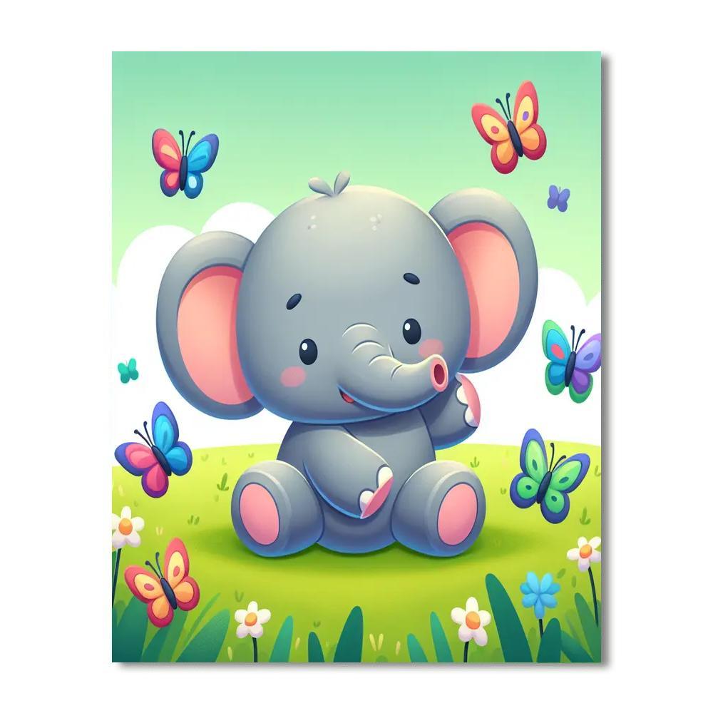 Cuddly Baby Elephant Painting By Numbers Kit