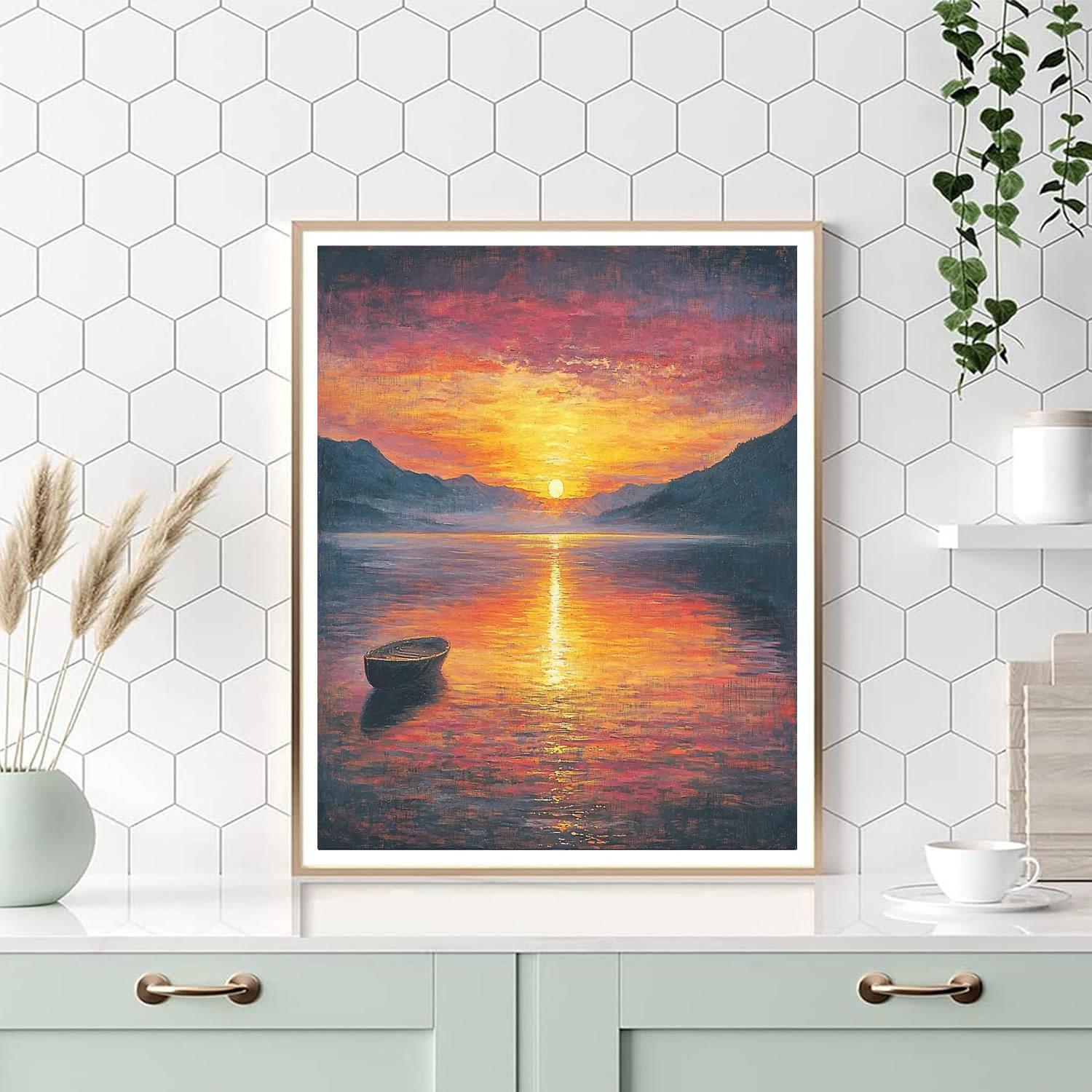 J.M.W. Turner Inspired Glowing Sunset Reflections  Paint By Numbers