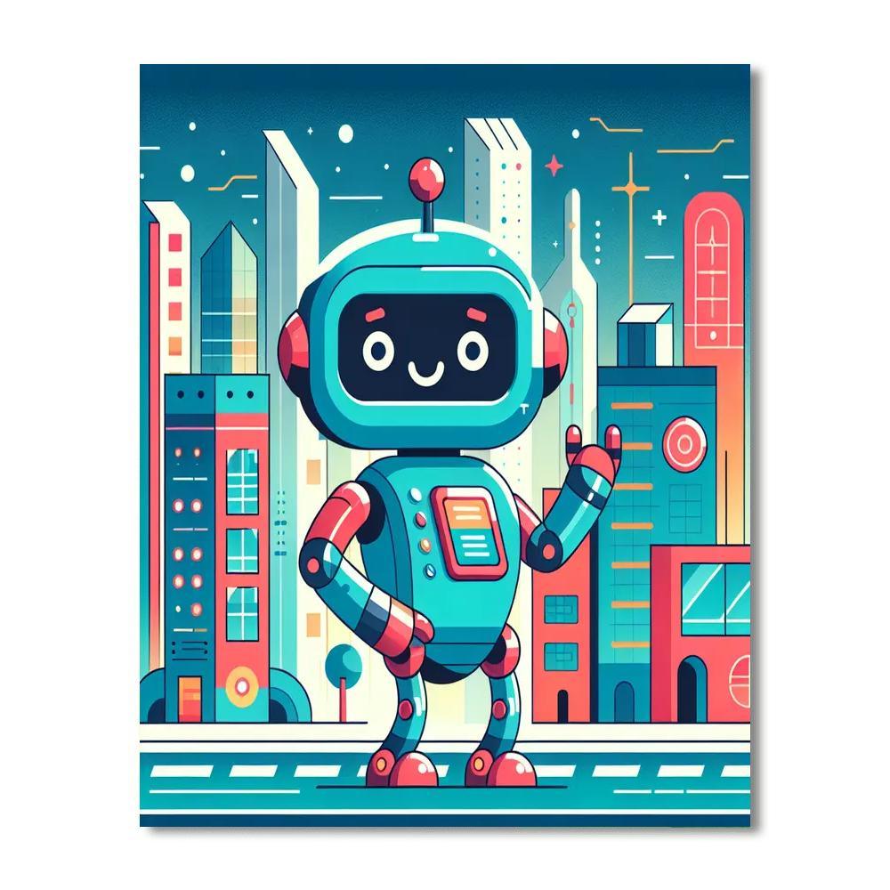 Futuristic Robot City Paint By Number