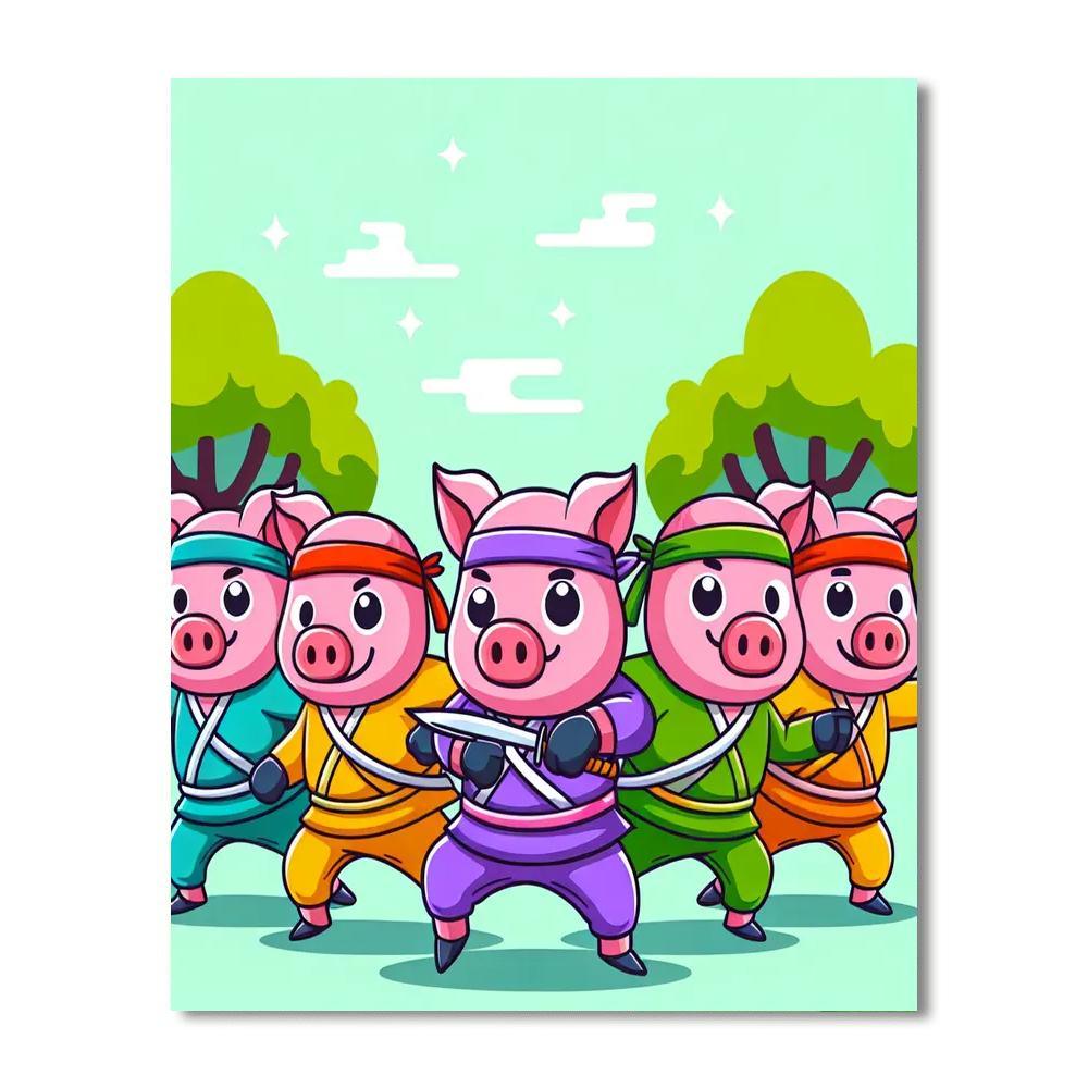 Ninja Pigs Painting Number Kit