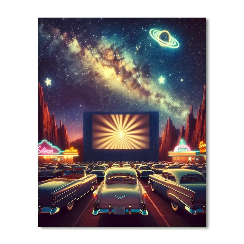 Retro Drive-in Nostalgia Paint By Color